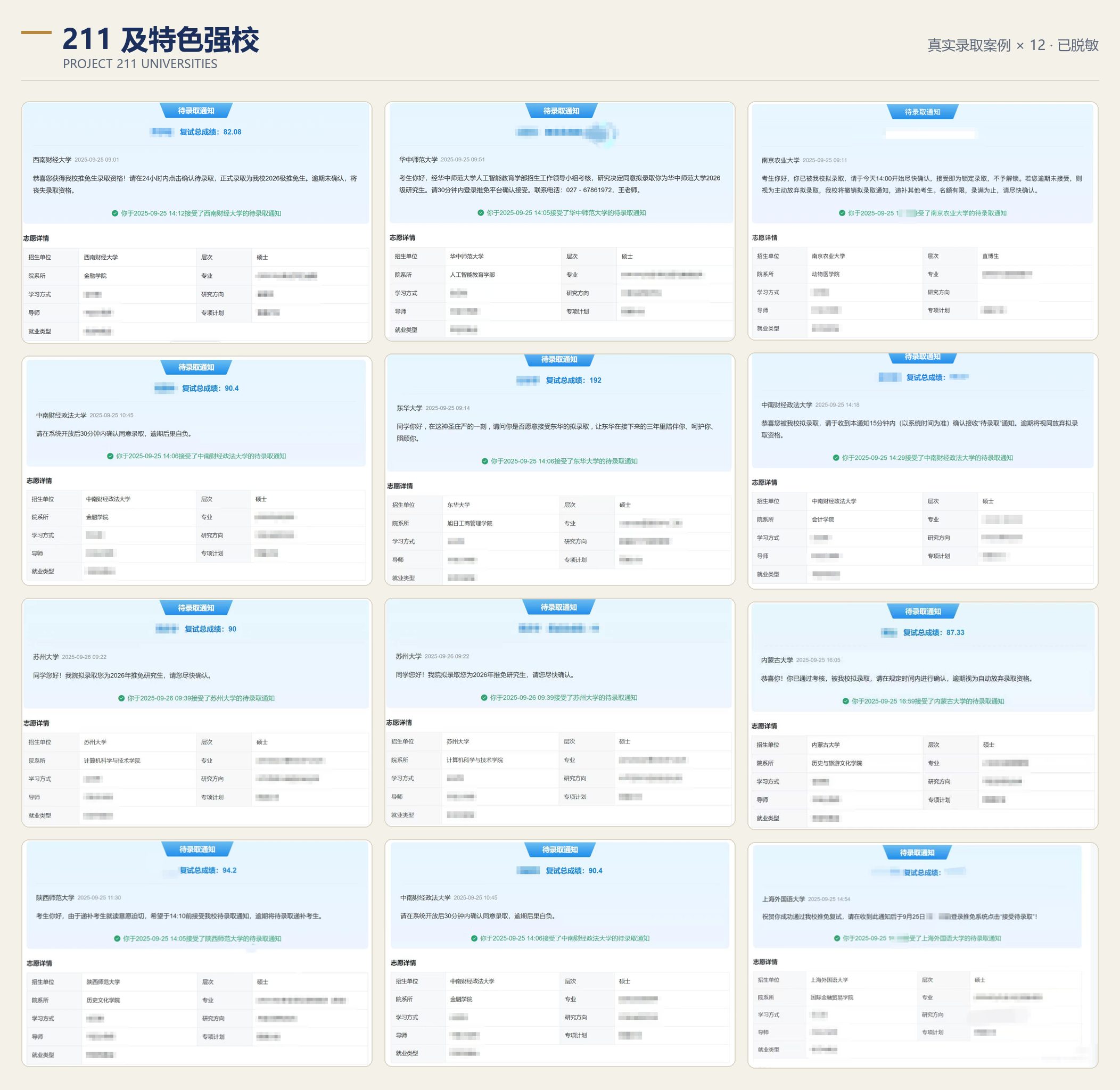 211 院校推免待录取通知合集（已脱敏）